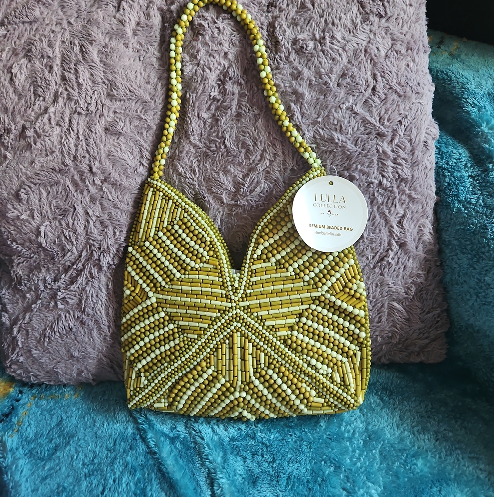 Lulla Collection Yellow Beaded Shoulder Bag